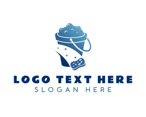 Cleaning Services - Blue Cleaning Bucket logo design
