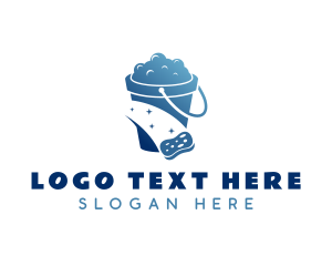 Bucket - Blue Cleaning Bucket logo design