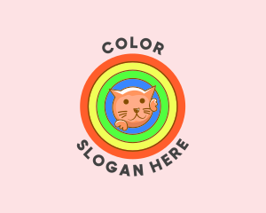 Colorful Rainbow Cat  logo design
