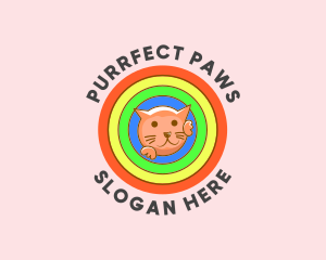 Colorful Rainbow Cat  logo design