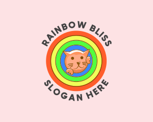 Colorful Rainbow Cat  logo design