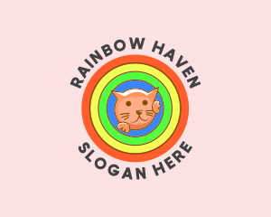 Colorful Rainbow Cat  logo design