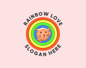 Colorful Rainbow Cat  logo design