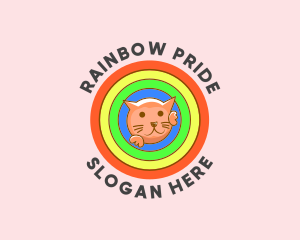 Colorful Rainbow Cat  logo design