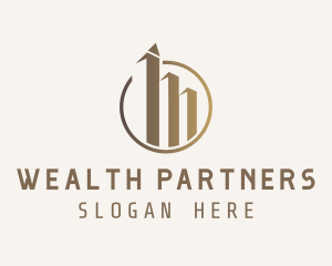 Gold Financial Bar Chart logo design