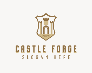 Shield Castle Medieval logo design