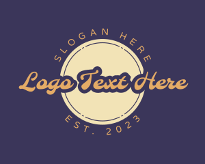 Handwriting - Retro Round Badge logo design