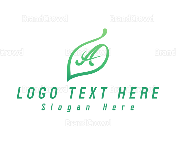 Green Leaf Letter A Logo