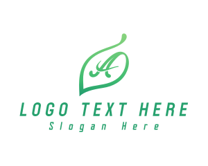 Green Flower - Green Leaf Letter A logo design