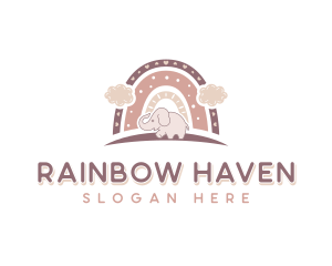 Elephant Rainbow Nursery logo design