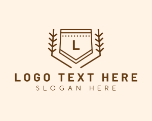 Leaf - Minimalist Shield Wreath logo design