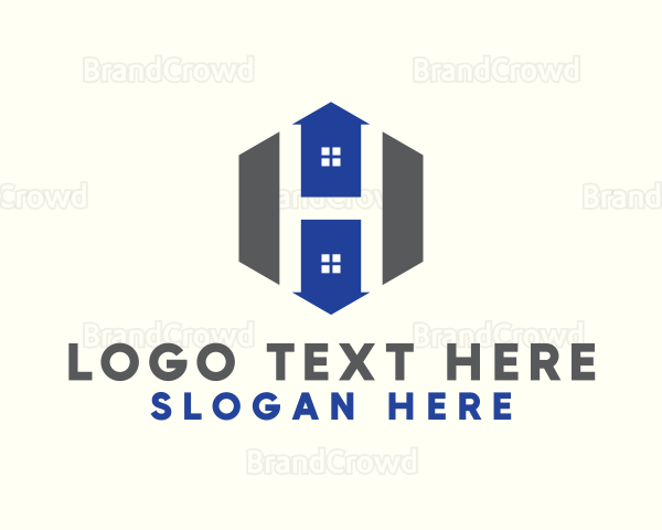 Hexagon Arrow House Letter H Logo