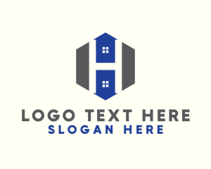 Dorm - Hexagon Arrow House Letter H logo design