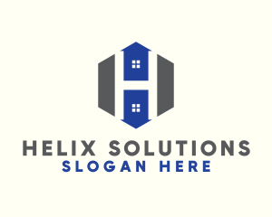 Hexagon Arrow House Letter H logo design