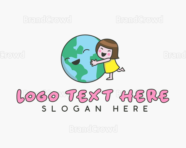 Girl Hugging Earth Logo