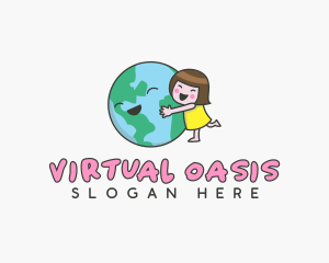 Girl Hugging Earth Logo