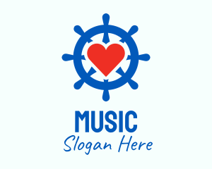 Ship Wheel Heart  Logo