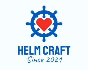 Ship Wheel Heart  logo design