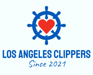 Sailing - Ship Wheel Heart logo design