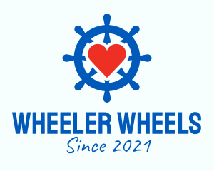 Ship Wheel Heart  logo design