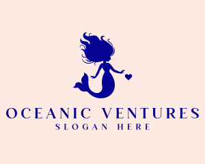 Mermaid Siren Heart logo design