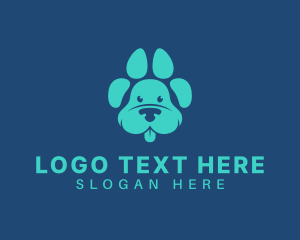 Kennel - Cute Dog Pawprint logo design