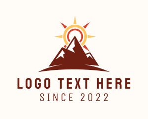 Outdoor - Sunset Mountain Hiking logo design