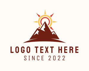 Trekking - Sunset Mountain Hiking logo design