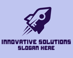 Space Ship - Purple Rocket Ship logo design