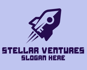 Purple Rocket Ship  logo design