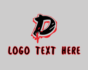 Dangerous - Splatter Graffiti Letter D logo design