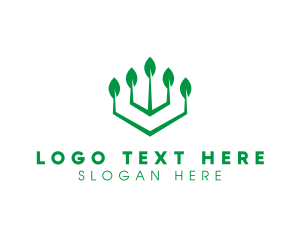 Green Leaf - Organic Leaf Chandelier logo design