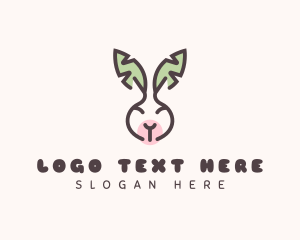 Organic - Bunny Head Leaves logo design