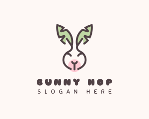 Bunny - Bunny Head Leaves logo design