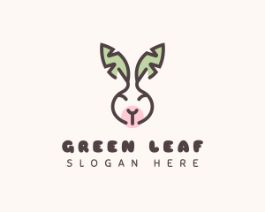 Bunny Head Leaves logo design