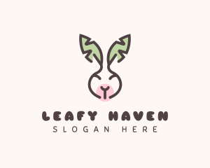 Bunny Head Leaves logo design