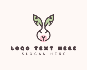 Rabbit - Bunny Head Leaves logo design