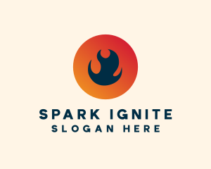 Flame Fire Circle logo design