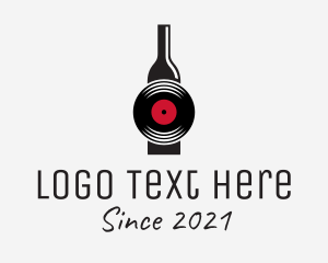Vinyl Record - Alcoholic Drink Disk logo design