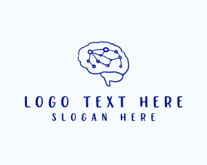 Minimalist Brain Technology logo design