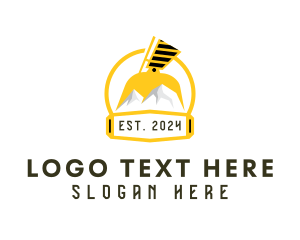 Backhoe Loader - Excavator Mountain Construction logo design