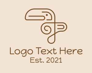 Tropical Bird - Cute Monoline Toucan logo design