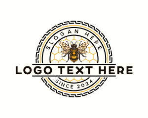Wasp - Honeycomb Honey Bee logo design