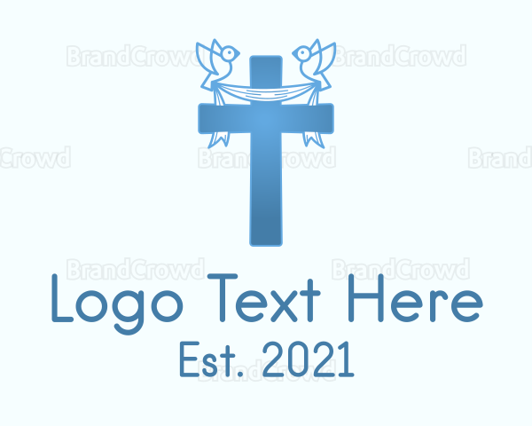 Blue Religious Cross Logo