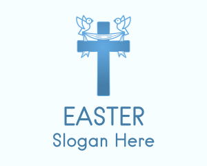 Blue Religious Cross  Logo