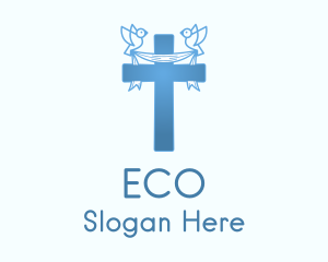 Blue Religious Cross  Logo