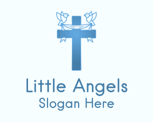 Blue Religious Cross  Logo