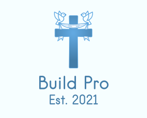 Basilica - Blue Religious Cross logo design
