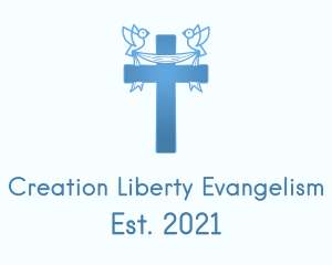 Blue Religious Cross  logo design