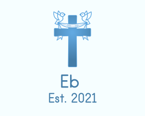 Blue Religious Cross  logo design